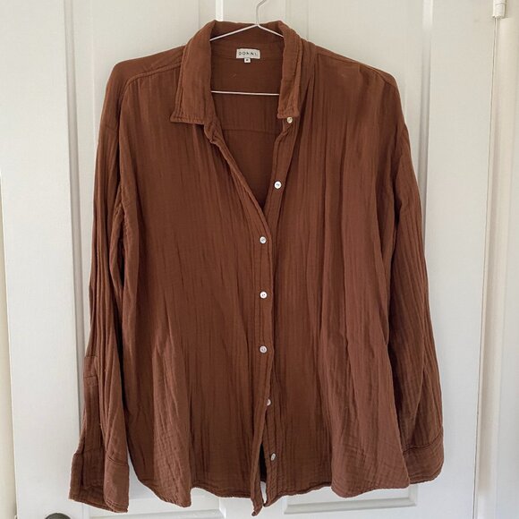 DONNI. Brown Button Down Shirt - Picture 1 of 4